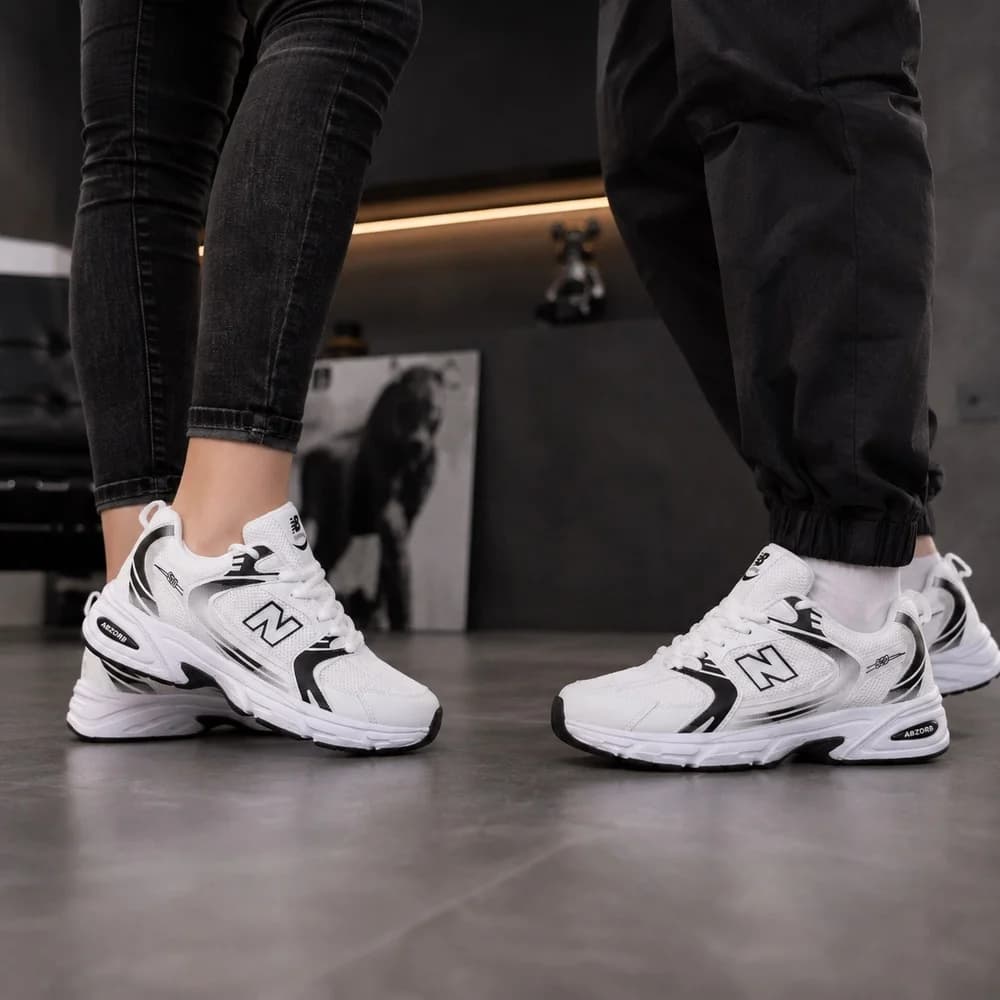 کتانی اسپرت ست زنانه ومردانه رانینگ مدل نیوبالانس530(newbalance)|37-44|رانینگ|سفید-مشکی|کف دوخت