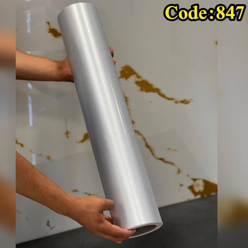 برچسب کابینت PVC طوسی روشن براق 847 — تصویر ۲