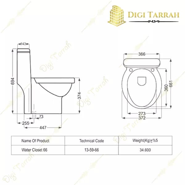 توالت فرنگی چینی مروارید مدل تانیا — تصویر ۷