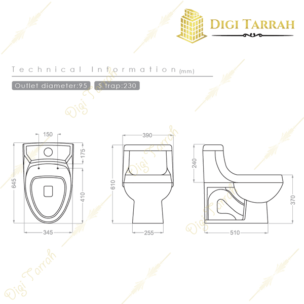 توالت فرنگی چینی گلسار مدل مارانتا — تصویر ۴