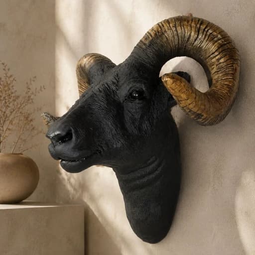 مجسمه دیوارکوب مدل قوچ شاخ دار کد D4 — تصویر ۵
