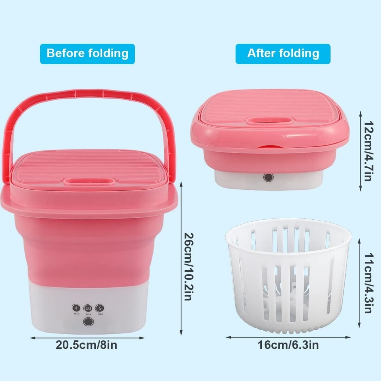 لباس شویی قابل حمل فولدینگ folding washing machine — تصویر ۳