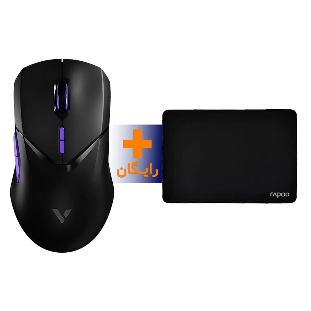 موس شارژی بی سیم گیمینگ رپو مدل RAPOO VT9 PRO 4K رنگ مشکی به همراه پد موس رایگان