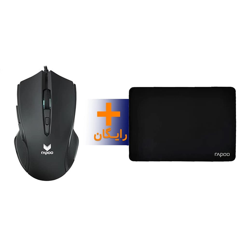 موس گیمینگ رپو مدل RAPOO V20S رنگ مشکی به همراه پد موس رایگان
