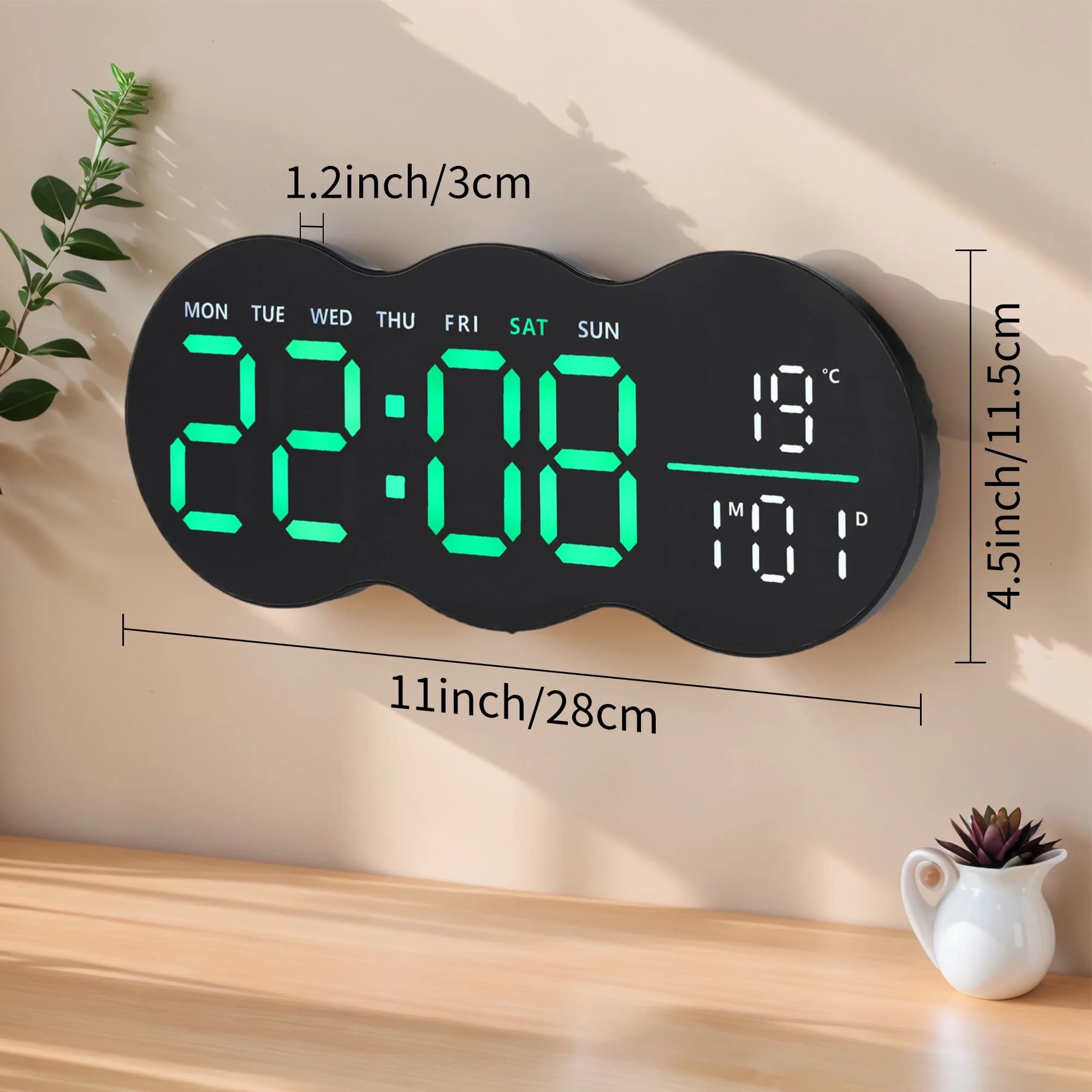 ساعت اتوبوسی LED دیجیتالی با دماسنج و تقویم مدل 28 — تصویر ۳