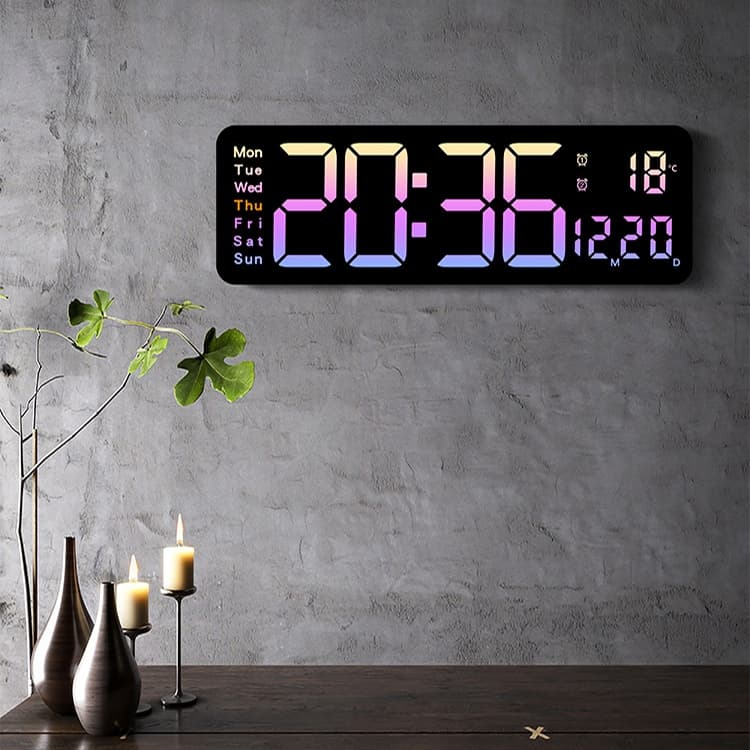 ساعت اتوبوسی با دماسنج و تقویم دیجیتالی LED بزرگ نور رنگی مدل 5526