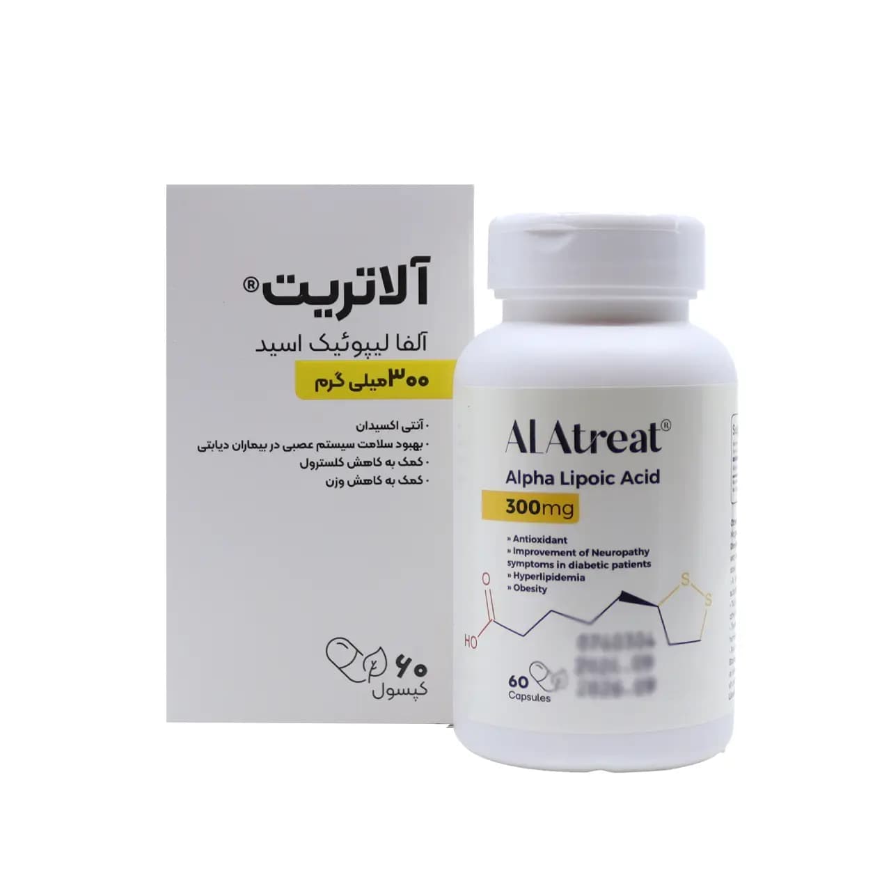 کپسول گیاهی الاتریت آلفا لیپوئیک اسید تچرا فارمد 300 میلی گرم 60 عدد — تصویر ۲