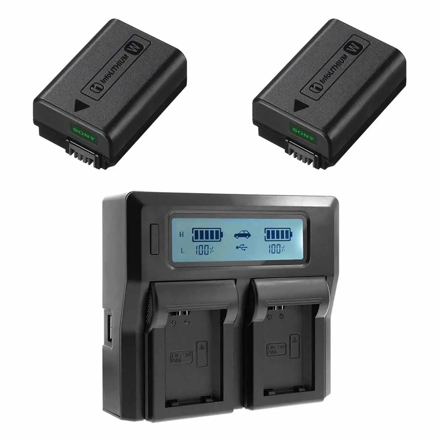 شارژر دوبل Coolcam Dual Charger NP-FW همراه دو باتری NP-FW50