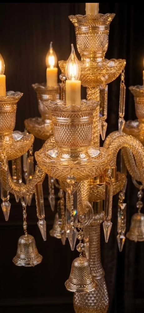 آباژور رومیزی مدل باکارات 6 شاخه رنگ شامپاینی عسلی — تصویر ۹