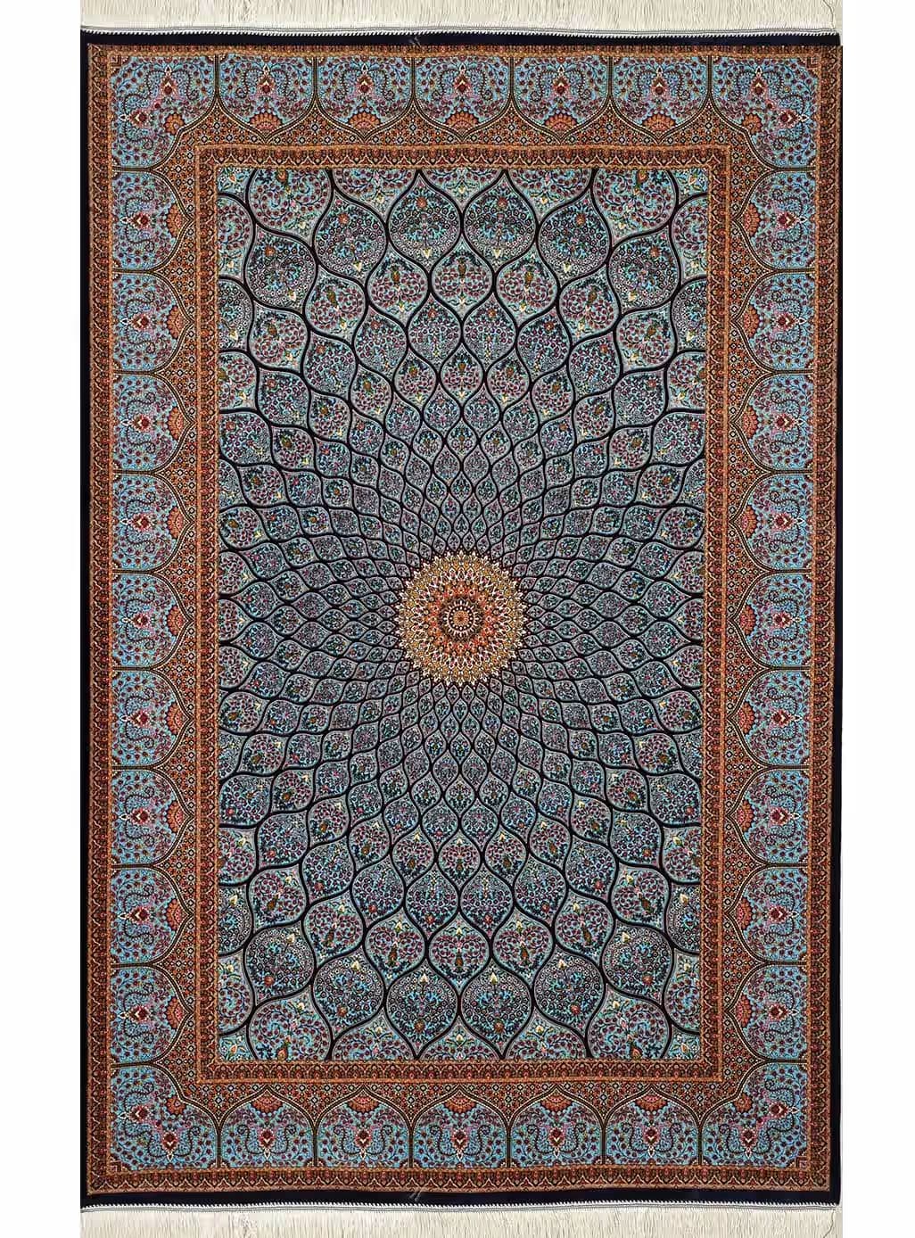 فرش ابریشم طرح سلطانیه 1700 شانه تراکم 5100 کد Q131 — تصویر ۳