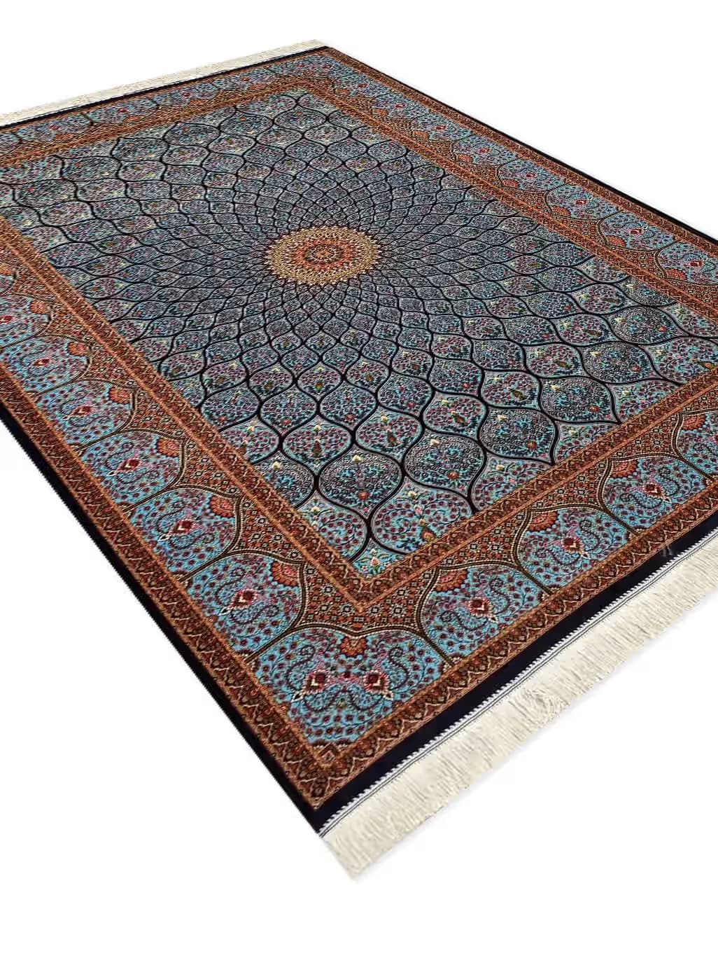فرش ابریشم طرح سلطانیه 1700 شانه تراکم 5100 کد Q131 — تصویر ۲