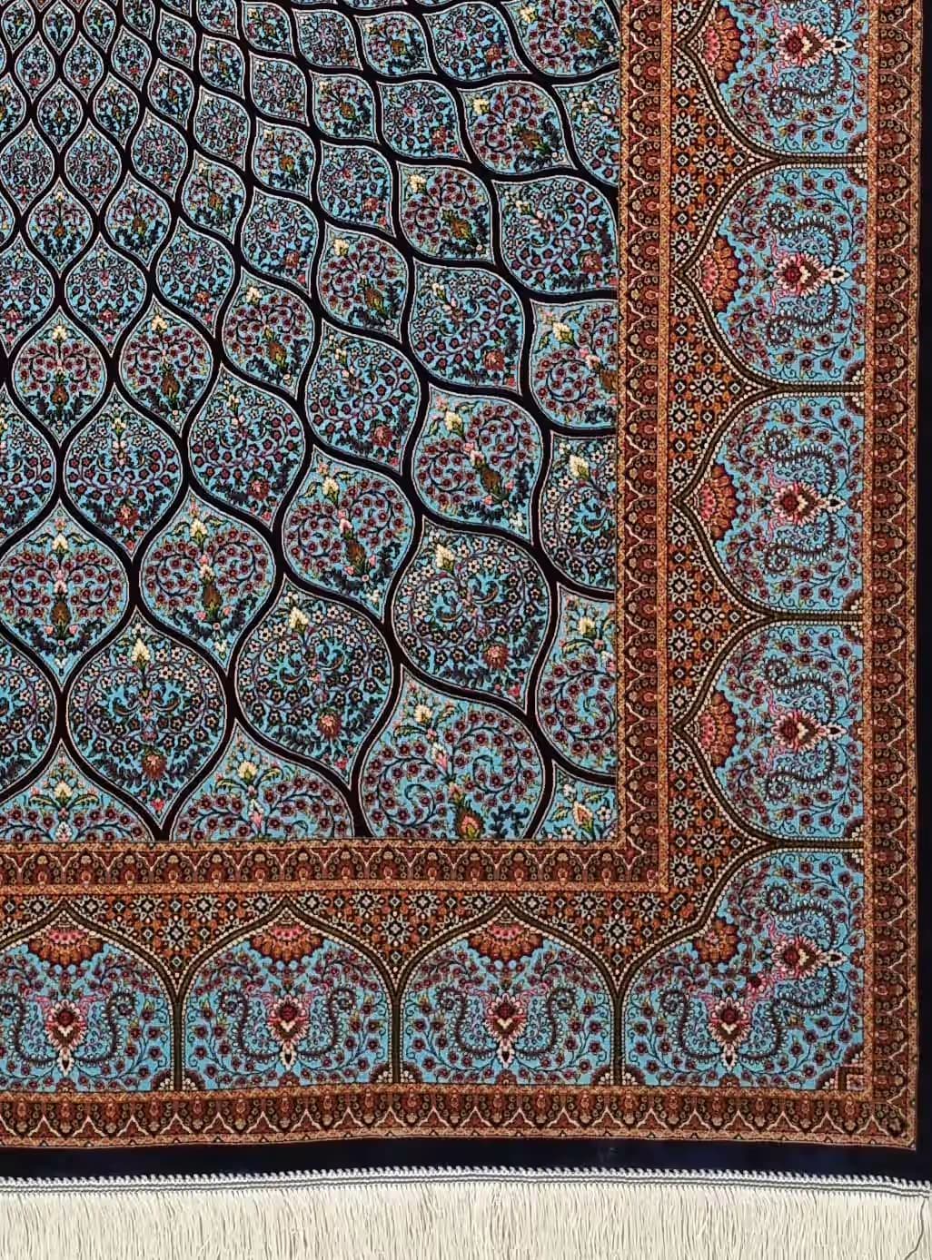 فرش ابریشم طرح سلطانیه 1700 شانه تراکم 5100 کد Q131 — تصویر ۵