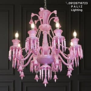 لوستر کریستال باکارات طرح فرانسه صورتی — تصویر ۶