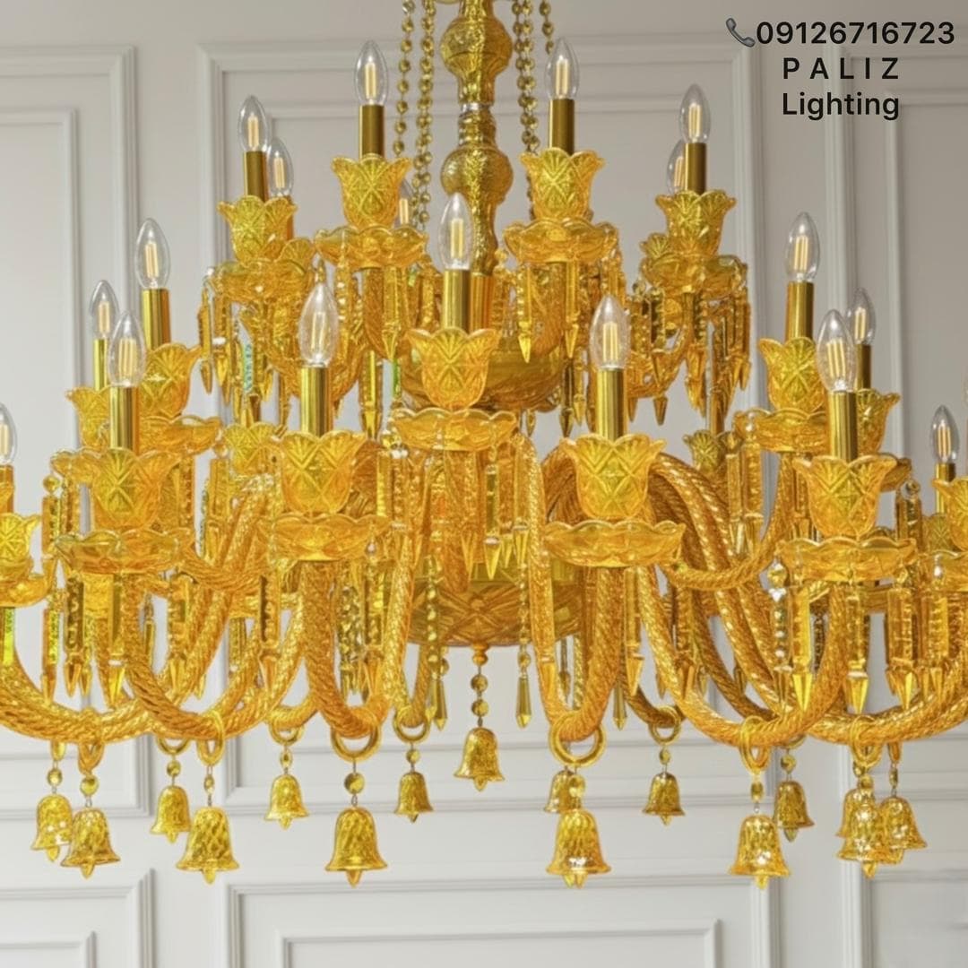 لوستر کلاسیک کریستال باکارات طرح فرانسه عسلی — تصویر ۷
