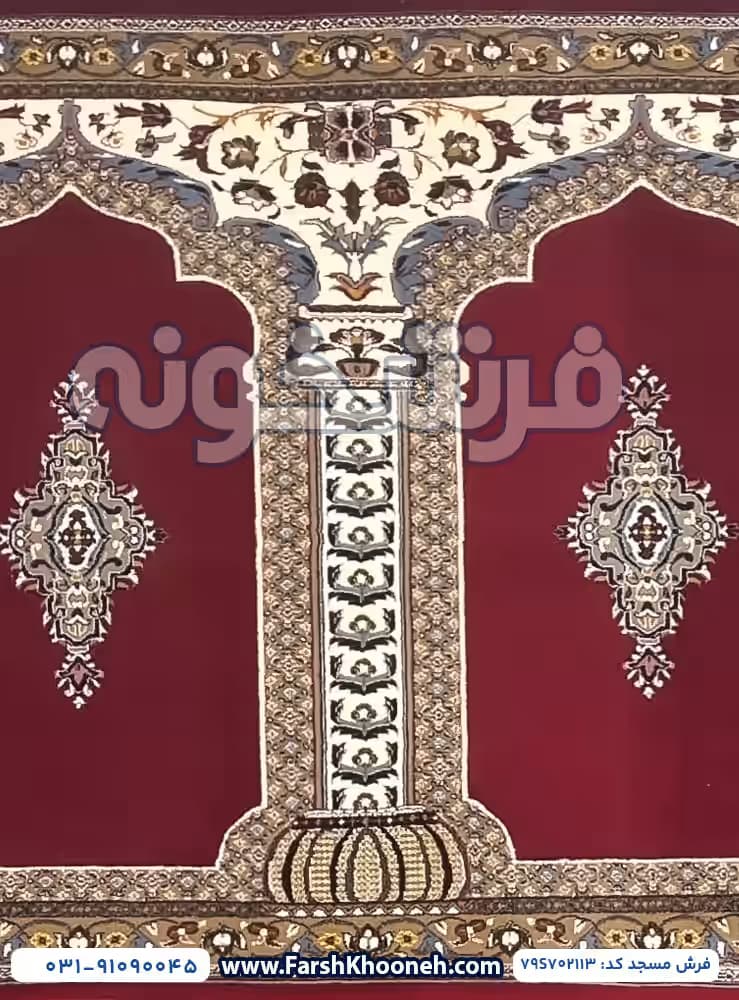 فرش سجاده ای طرح محرابی رنگ قرمز 700 شانه کد 702113 — تصویر ۶