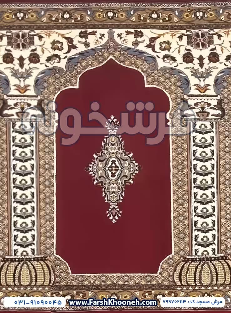فرش سجاده ای طرح محرابی رنگ قرمز 700 شانه کد 702113