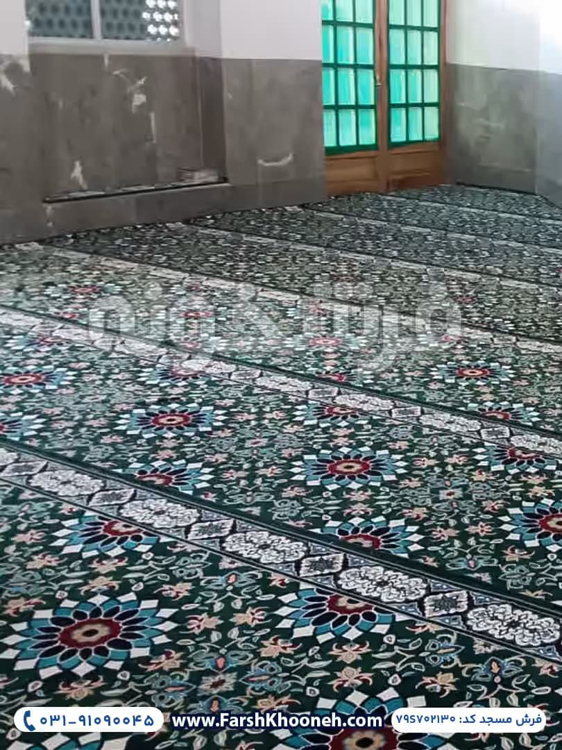فرش تشریفات سجاده ای طرح خورشید رنگ سبز 700 شانه کد 702130