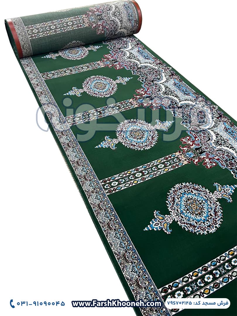 فرش سجاده ای طرح ماهور رنگ سبز 700 شانه کد 702125