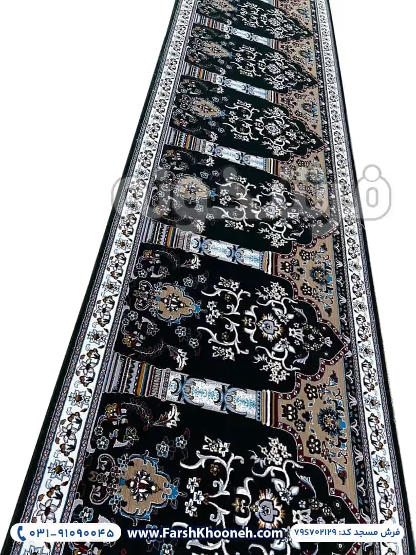 فرش سجاده ای طرح محرابی رنگ سرمه ای 700 شانه کد 702129 — تصویر ۳