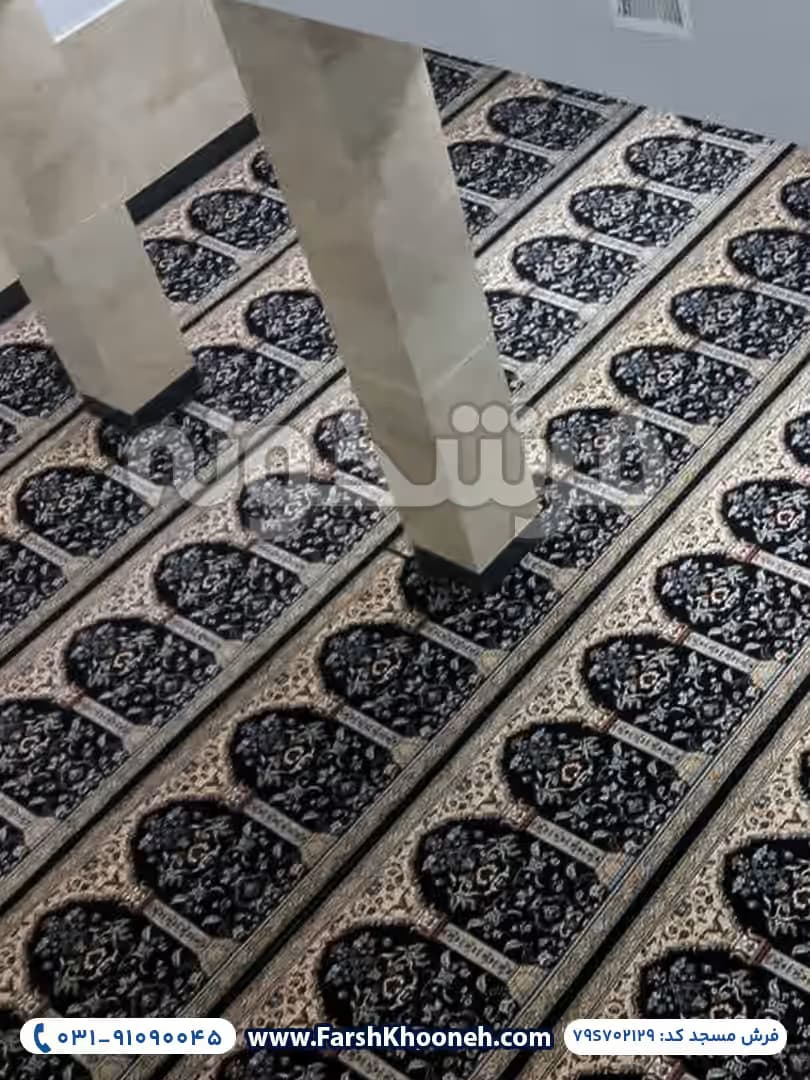 فرش سجاده ای طرح محرابی رنگ سرمه ای 700 شانه کد 702129 — تصویر ۷