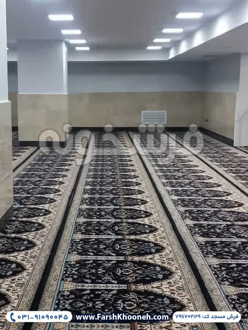 فرش سجاده ای طرح محرابی رنگ سرمه ای 700 شانه کد 702129 — تصویر ۵