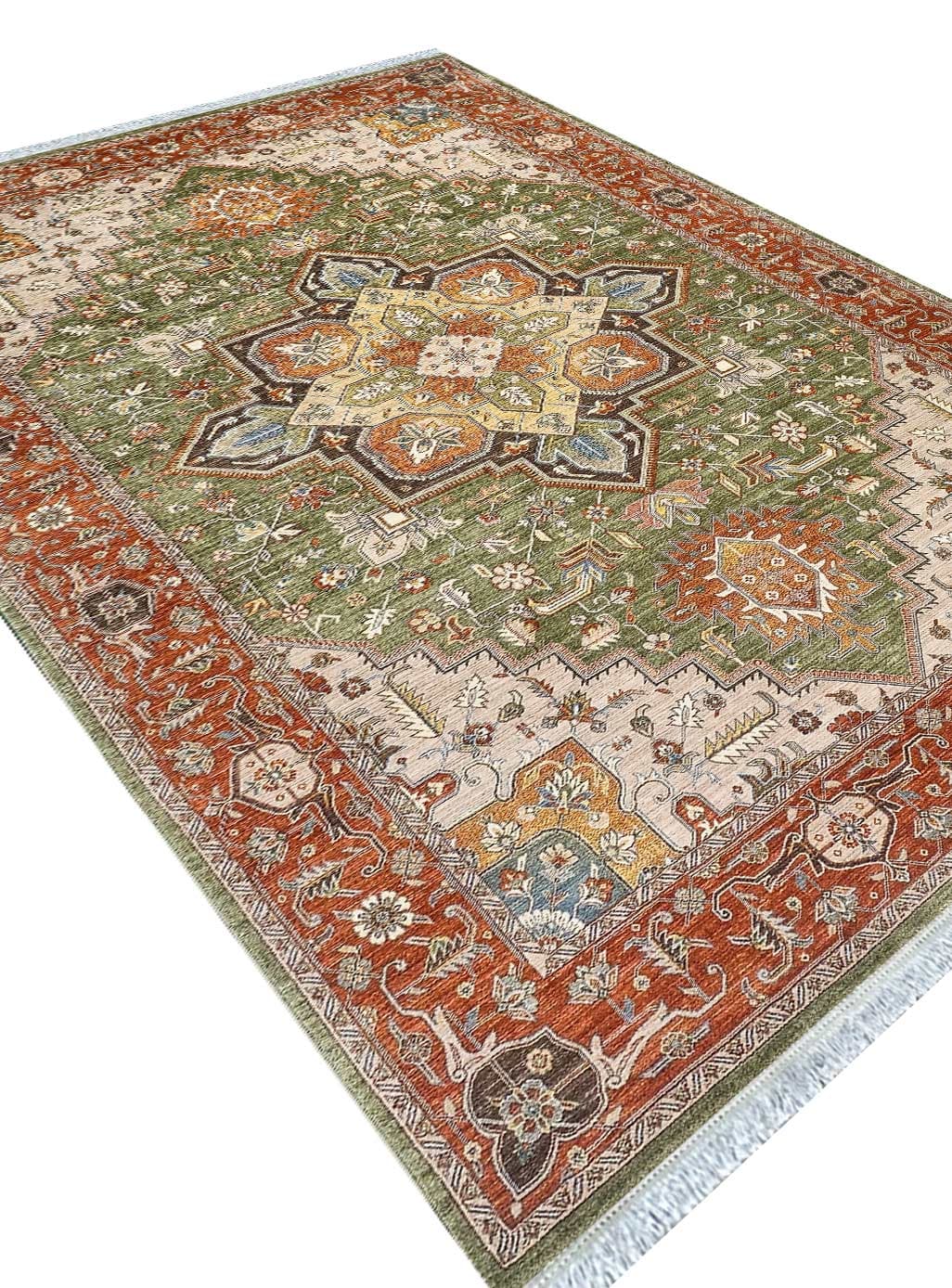 گبه ماشینی سلطان آباد طرح هریس رنگ سبز 700 شانه کد 76022