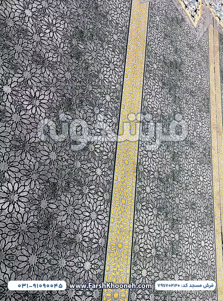 فرش تشریفات سجاده ای طرح ترنج بزرگ رنگ طوسی کد 702120 — تصویر ۳