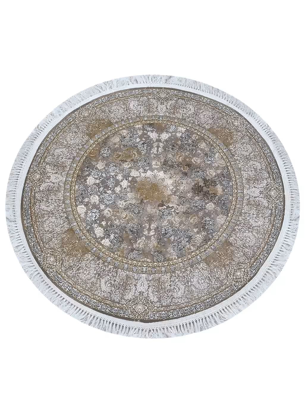 فرش دایره طرح سارن رنگ طوسی برجسته 1200 شانه کد 1202