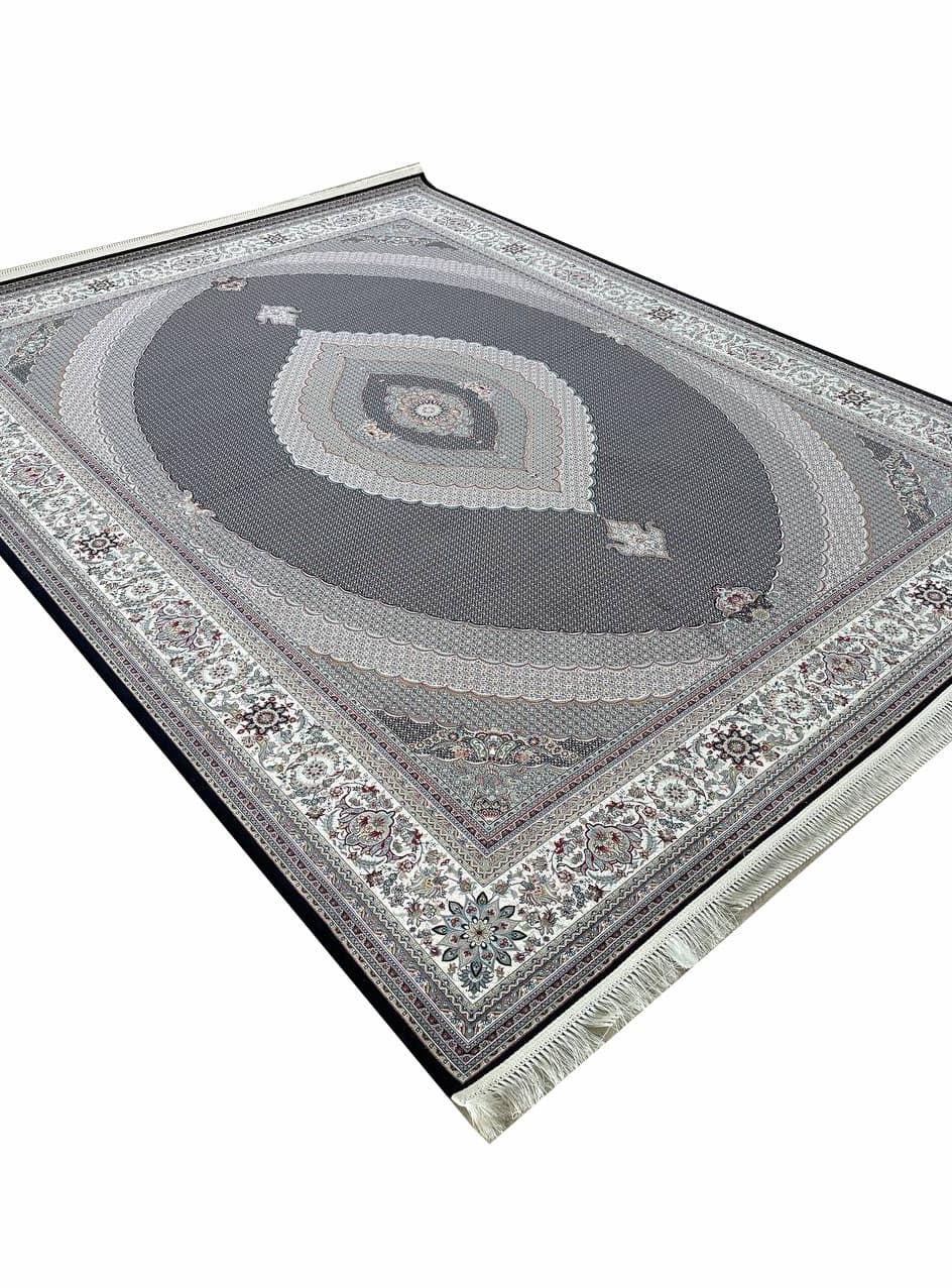 فرش ماشینی طرح ریزماهی سرمه ای 1200 شانه کد 601
