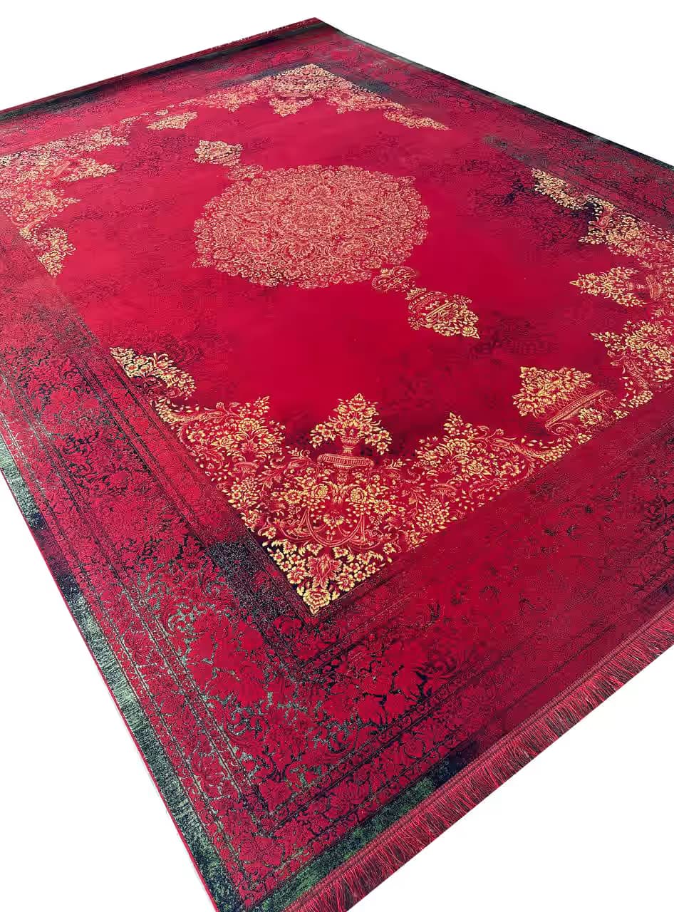 فرش طرح کاسپین 1200 شانه رنگ لاکی کد 1249