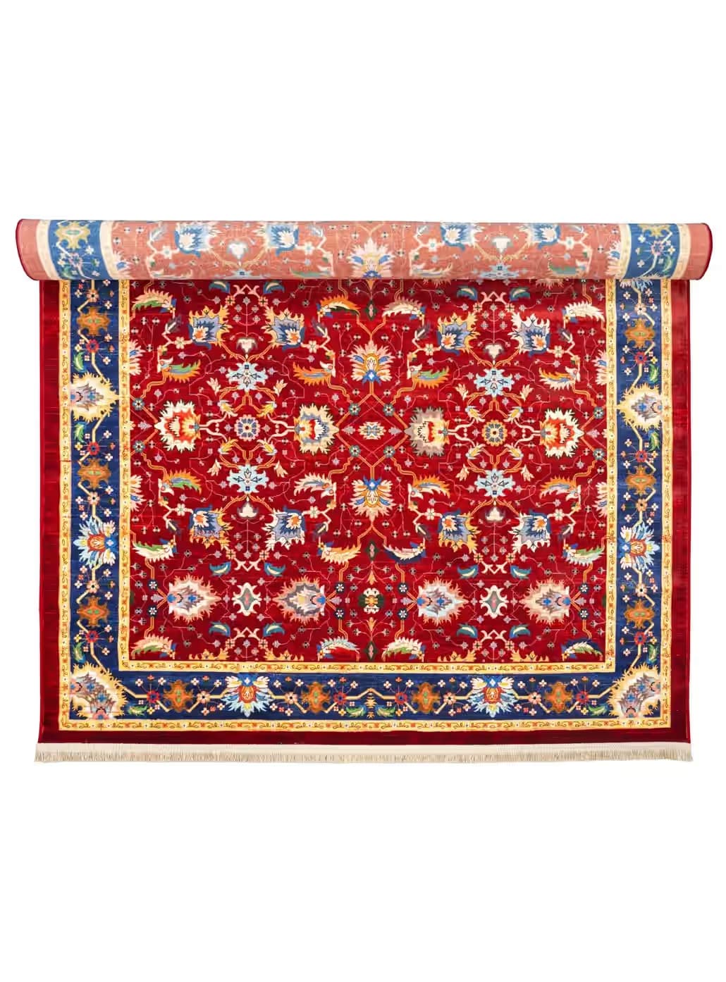 فرش گبه ماشینی طرح افشان سلطان آباد رنگ لاکی کد 900407 — تصویر ۵