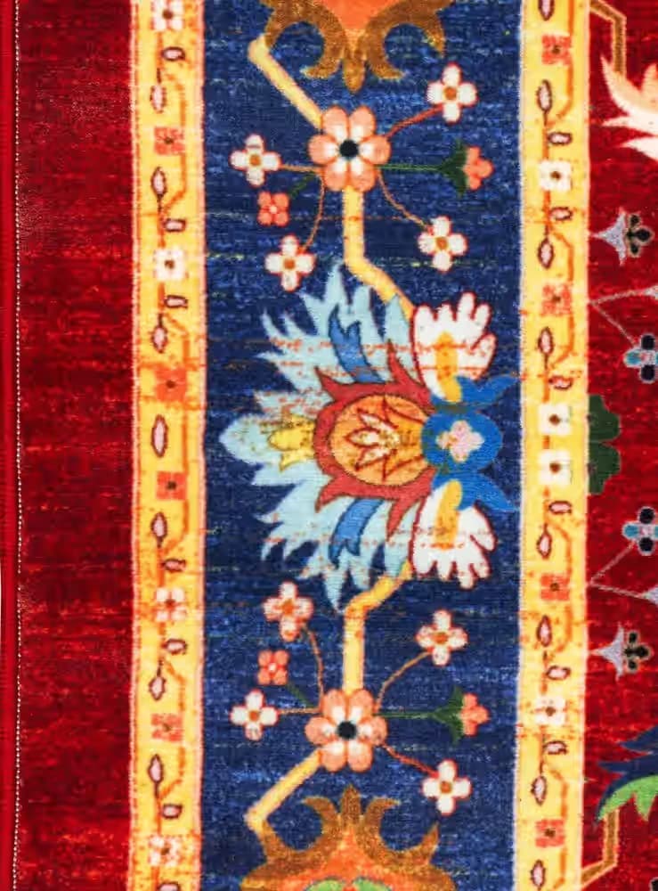 فرش گبه ماشینی طرح افشان سلطان آباد رنگ لاکی کد 900407 — تصویر ۸