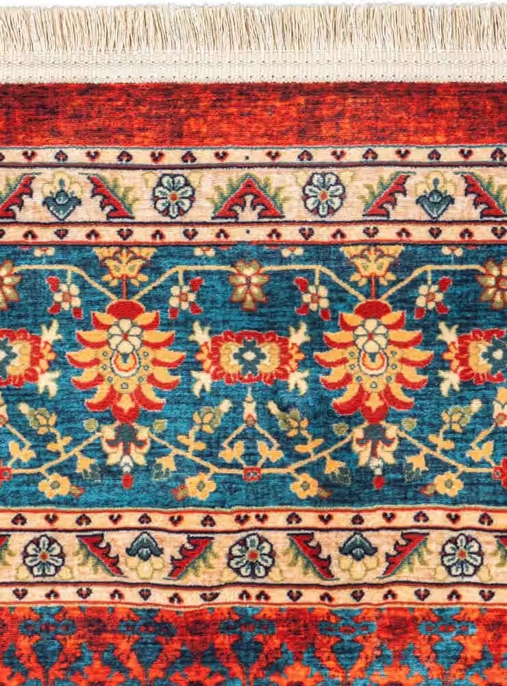 فرش ماشینی طرح گبه بلوط رنگ قرمز 1000 شانه کد 25CS0150 — تصویر ۵