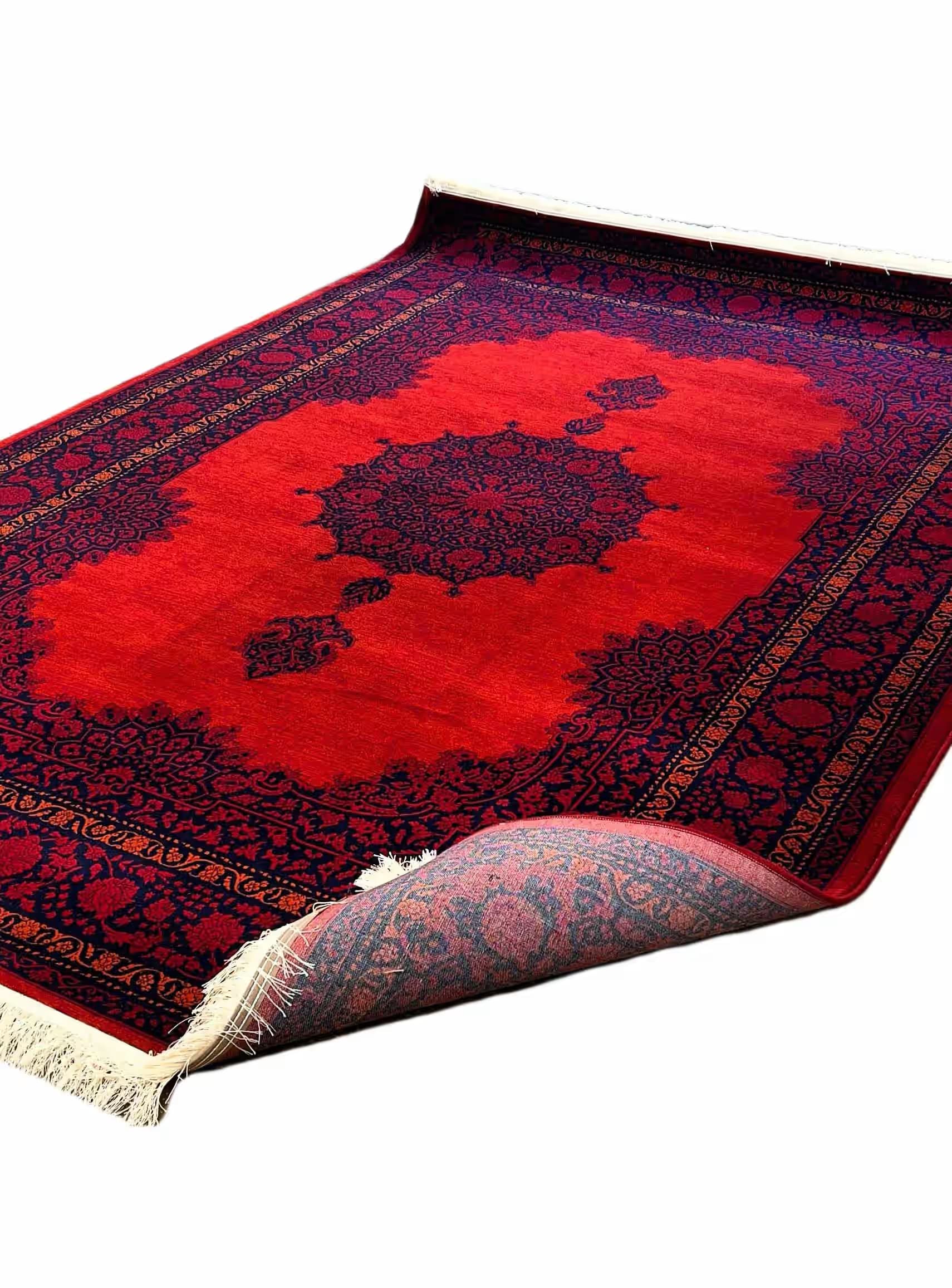 فرش سنتی طرح اصفهان بلوچی رنگ لاکی 700 شانه کد 40072 — تصویر ۹