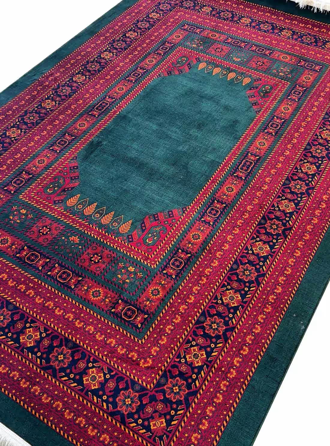 گبه کف ساده طرح ابرش بلوچ رنگ سبز 700 شانه کد 60022 — تصویر ۵