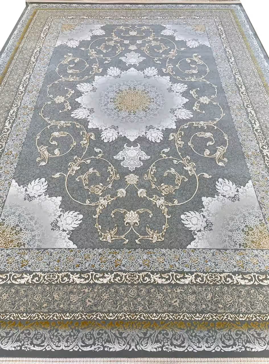 فرش طرح خورشید طلاکوب گل برجسته 1200 شانه کد 2101041 — تصویر ۴