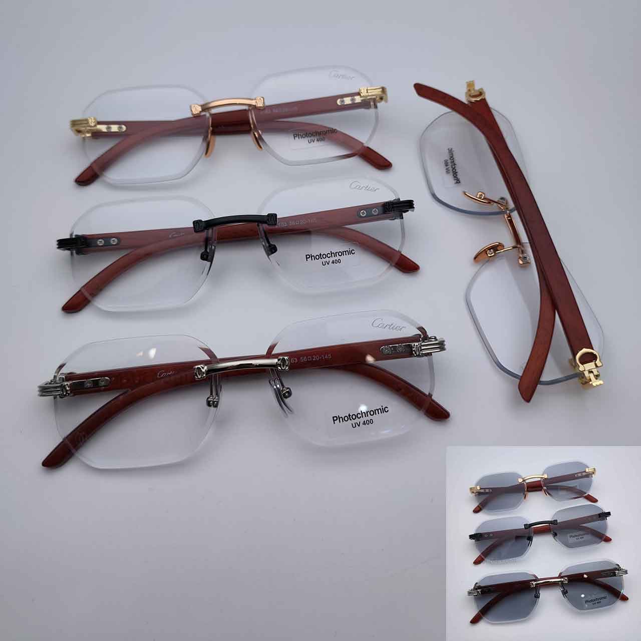 عینک فتوکرومیک کارتیر کد Cartier 2163