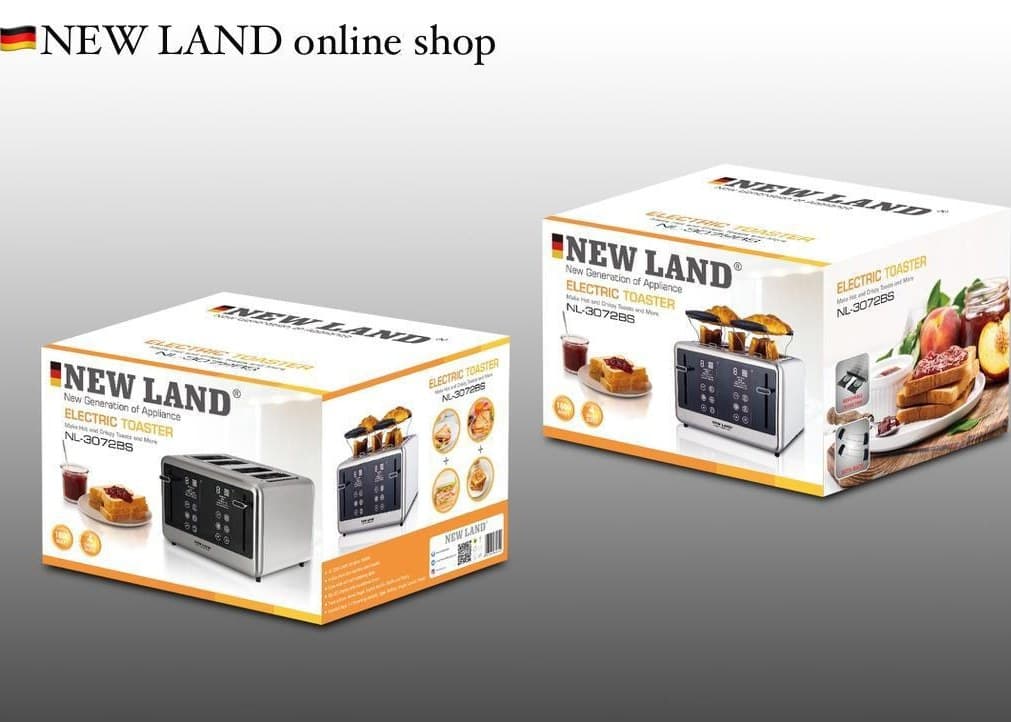 توستر نان استیل چهار تیکه نیولند NL-3072 | خرید توستر حرفه‌ای — تصویر ۲