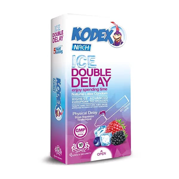 کاندوم کدکس تاخیری خنک کننده ICE DOUBLE DELAY بسته 10 عددی — تصویر ۴