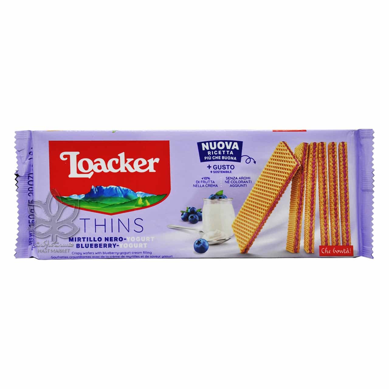 ویفر کرم ماست بلوبری نازک ۱۵۰ گرم لواکر – loacker — تصویر ۶