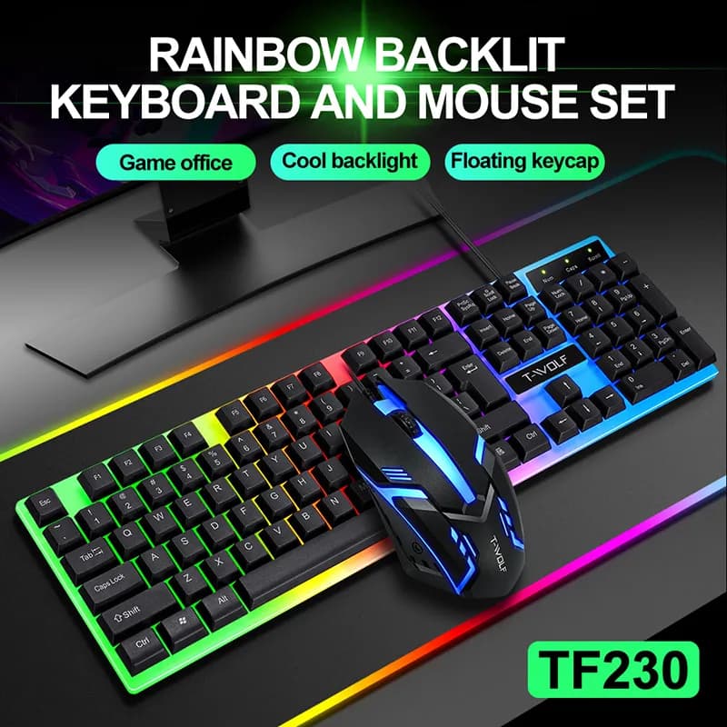 کیبورد و ماوس گیمینگ تی ولف مدل T-WOLF TF230 — تصویر ۹