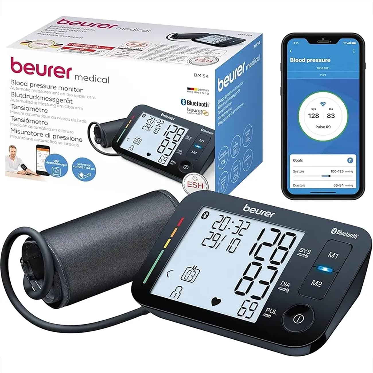 فشارسنج بازویی بیورر Beurer مدل BM 54 سایز 22 تا 44 سانتی متر — تصویر ۲