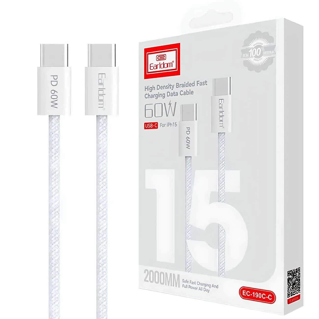 کابل دوسر تایپ سی ارلدام Earldom مدل EC-190C-C توان 60 وات 2 متر