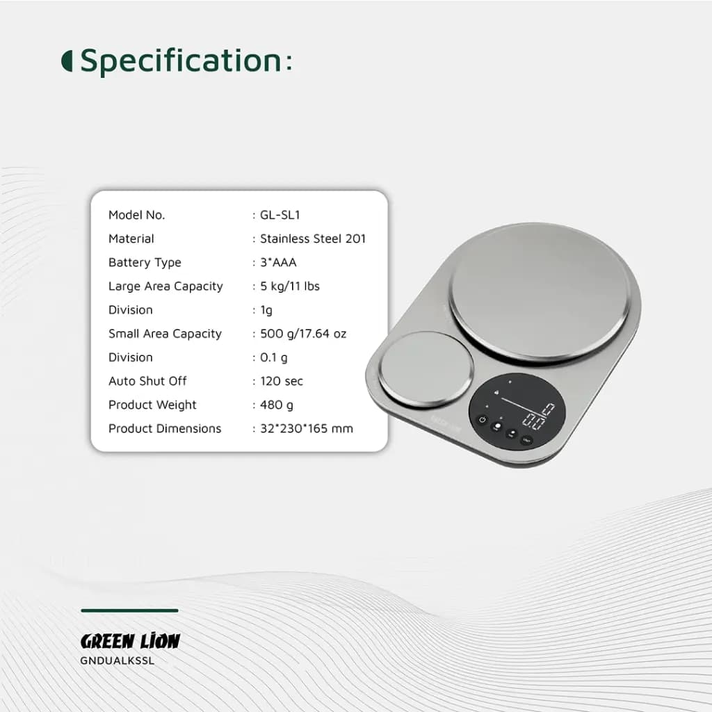 ترازوی آشپزخانه دوگانه گرین لاین مدل Green Lion Dual Kitchen Scale — تصویر ۳