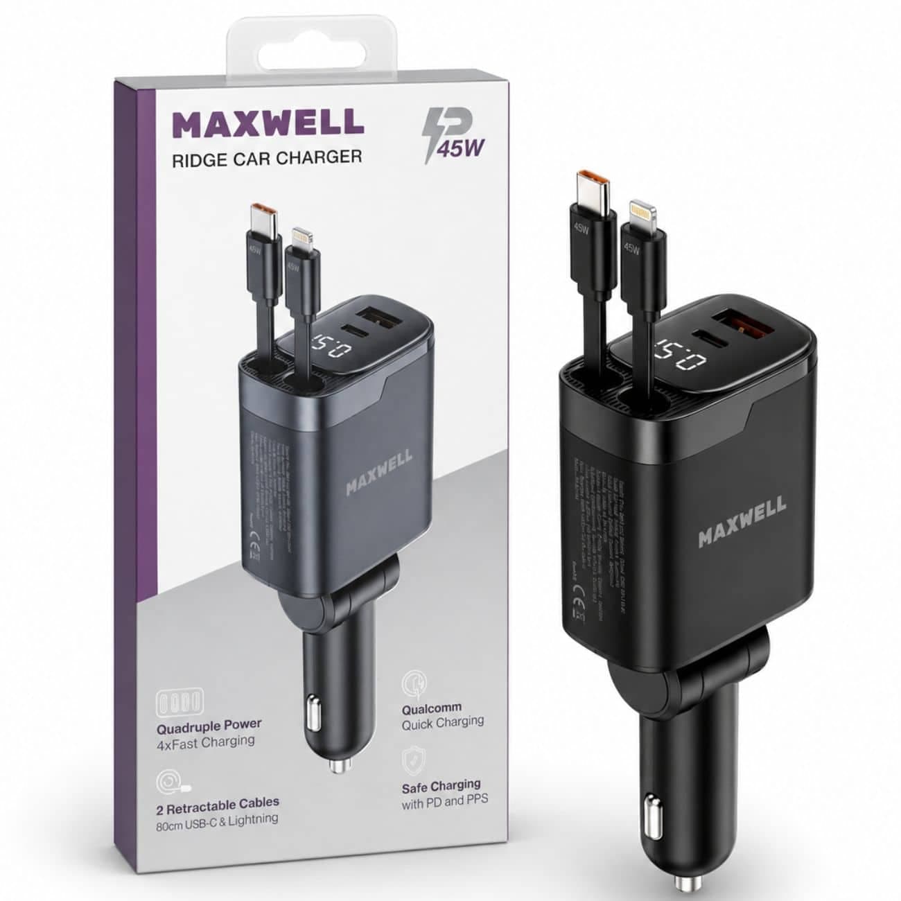 شارژر فندکی 45 وات مکسول Maxwell مدل MW-CCR5129 سری Ridge
