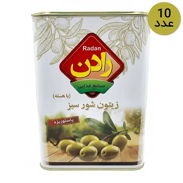 زیتون خوراکی سرکه ای رادن 10 حلب 9 کیلویی خالص اقساط — تصویر ۲
