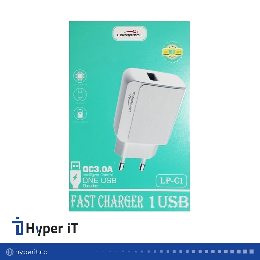شارژر فست 15 وات لاپرامول مدل Lp-C1 به همراه کابل MicroUSB
