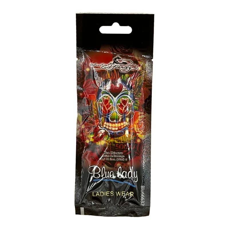 لوسیون سولار ساشه ای Ed Hardy Blue Lady 500xxx حجم 20 میل — تصویر ۲