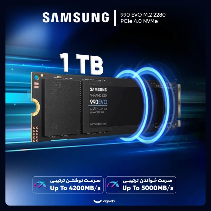 اس اس دی اینترنال PCIe Gen4 x4 سامسونگ مدل 990 EVO ظرفیت 1 ترابایت