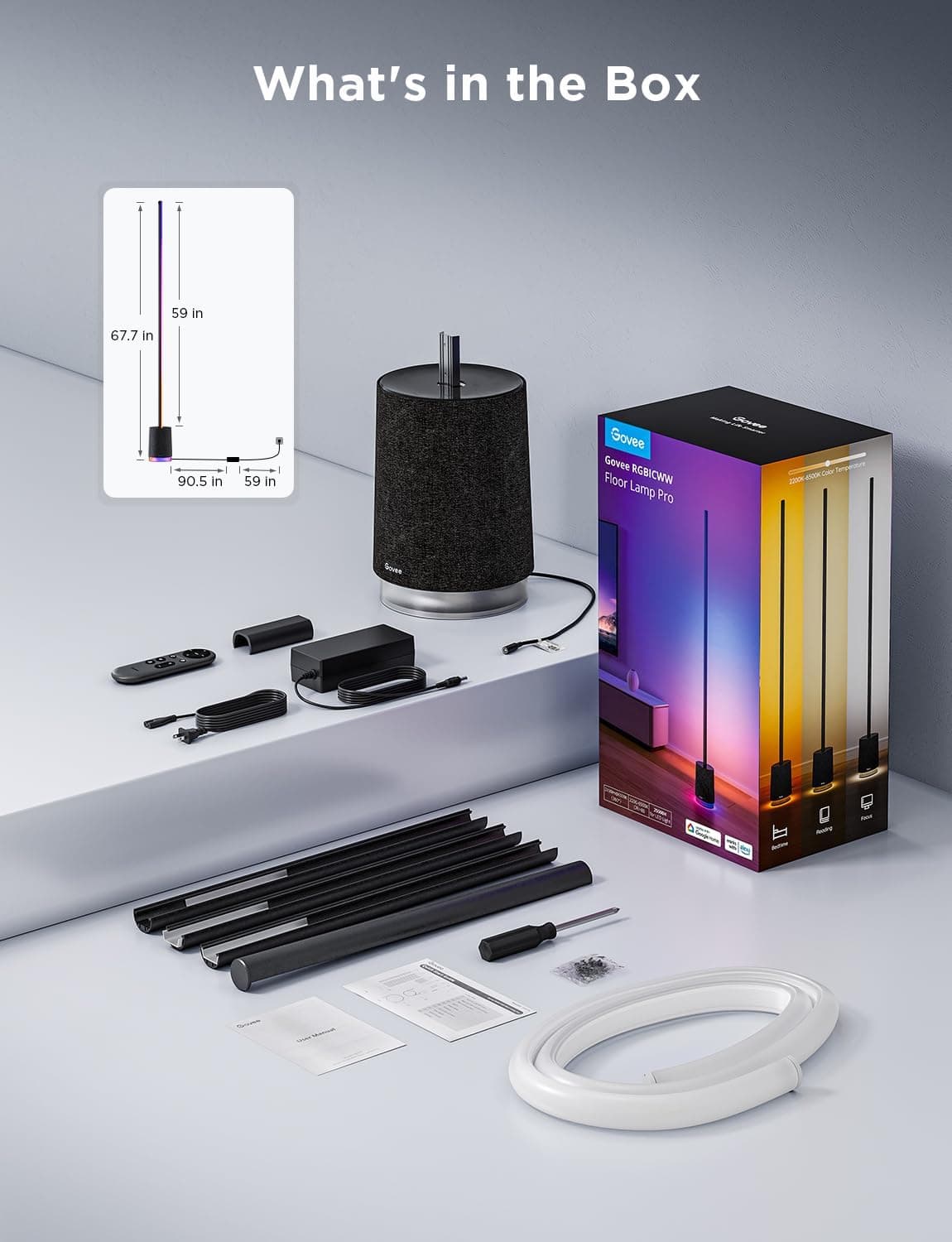چراغ هوشمند اسپیکر دار گووی مدل Govee RGBICWW Corner Floor Lamp Pro H6079 — تصویر ۵